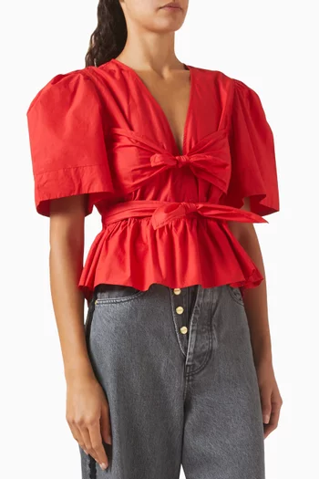 Bow Blouse in Cotton Poplin