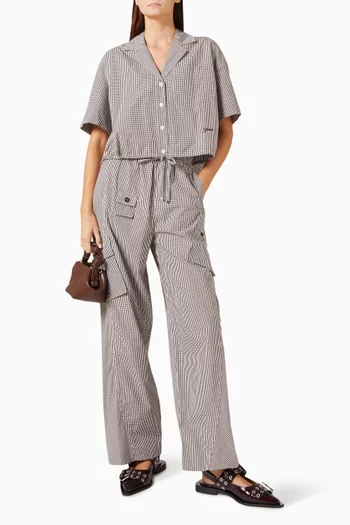 Check Crop Bowling Shirt in Cotton