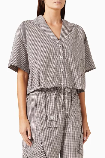 Check Crop Bowling Shirt in Cotton