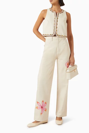 Shiny Flore Vest in Denim