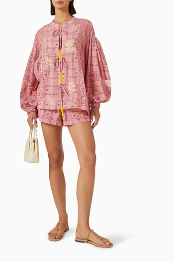 Rose Embellished Top in Cotton