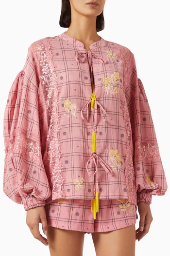 Rose Embellished Top in Cotton
