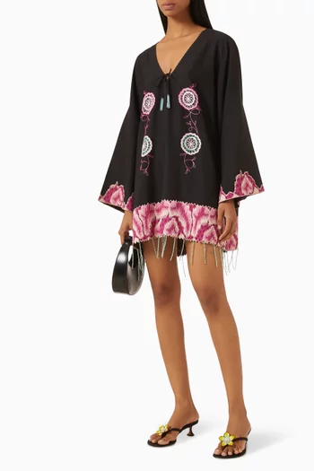 Floralia Embroidered Mini Dress in Cotton
