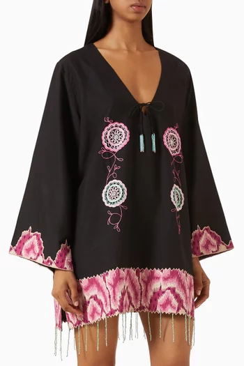 Floralia Embroidered Mini Dress in Cotton