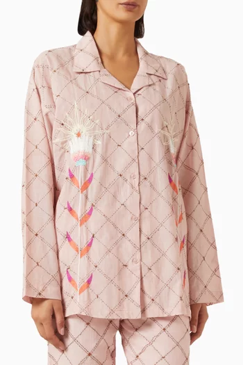 Sunflower Embroidered Shirt in Cotton