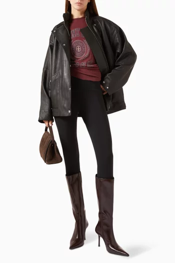 Sandy Oversized Jacket in Grained Leather