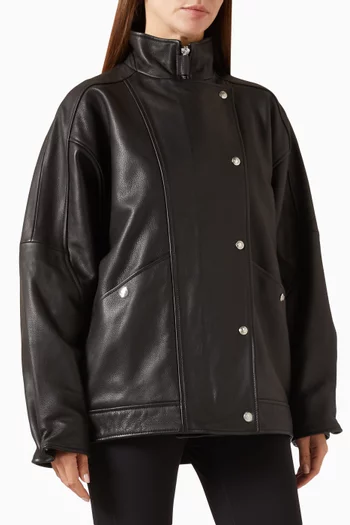 Sandy Oversized Jacket in Grained Leather