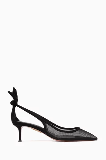 Bow Tie 50 Pumps in Mesh & Suede