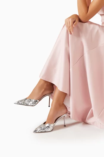 Ce Soir 85 Mules in Metallic Leather