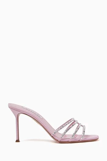 Sensation 85 Crystal Mule Sandals in Leather