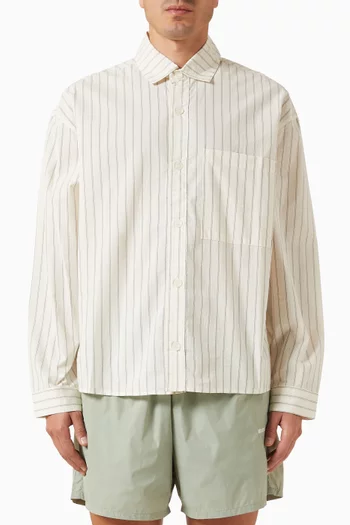 Striped Box Dress Shirt in Cotton-seersucker