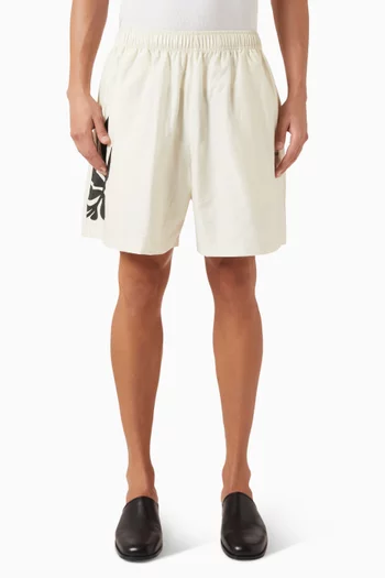 Botanical-print Wide-leg Shorts in Cotton-blend