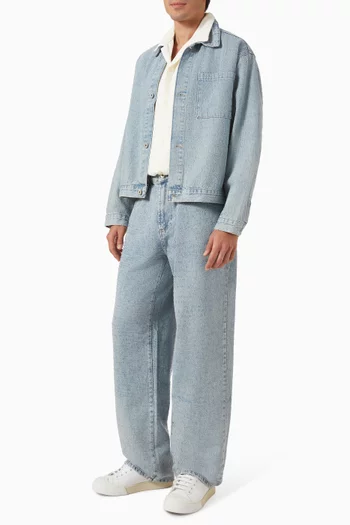 Twisted Weave Trucker Jacket in Denim