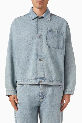 Twisted Weave Trucker Jacket in Denim