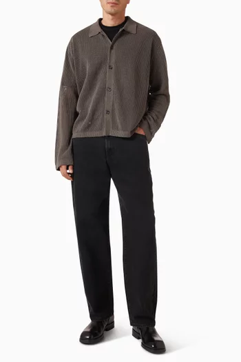 Buttoned Cardigan in Linen-knit