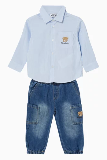 Striped Shirt & Jeans Set in Denim