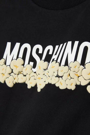 Logo Popcorn Print T-Shirt in Cotton