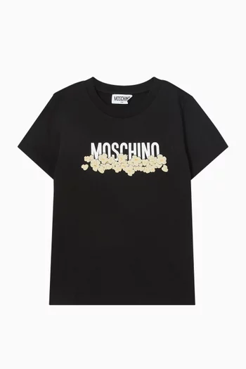 Logo Popcorn Print T-Shirt in Cotton