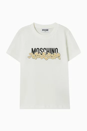 Logo Popcorn Print T-Shirt in Cotton