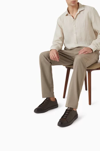 Concealed-lacing Sneakers in Leather