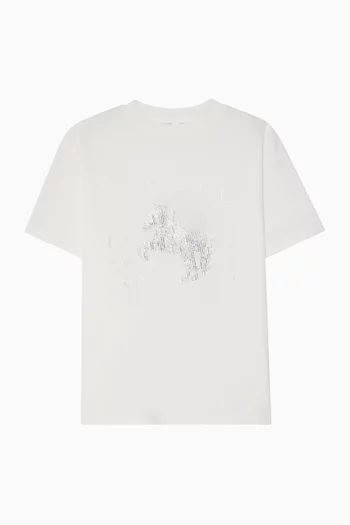 Rhinestone Horse-motif T-shirt in Cotton