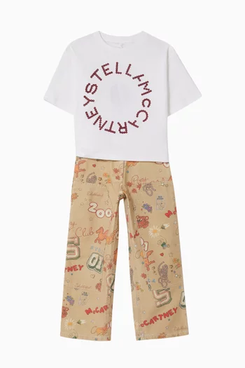 Rhinestone-logo Cropped T-shirt in Cotton