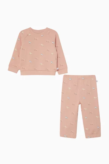 Horse-embroidered Tracksuit Set in Cotton