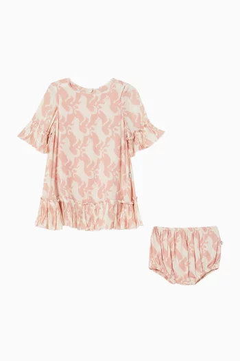 Unicorn-print Dress in Cotton