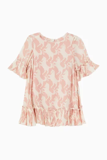 Unicorn-print Dress in Cotton