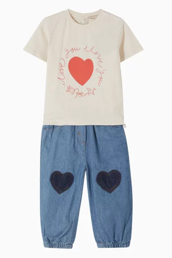 Heart Print T-shirt in Cotton