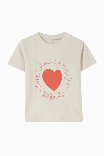 Heart Print T-shirt in Cotton