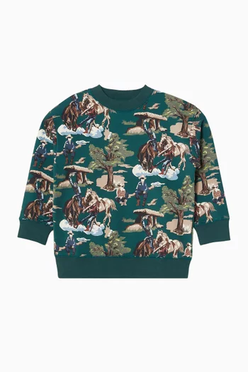Horse-print Sweatshirt in Cotton-fleece