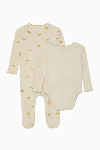 Tiger Print Pyjama Romper & Bodysuit Set