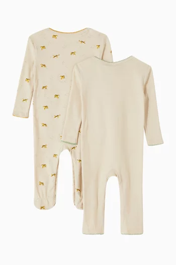 Tiger Print Pyjama Romper, Set of 2