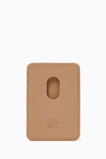 VLOGO Signature Magnetic Cardholder in Grainy Calfskin