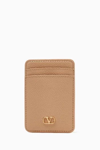 VLOGO Signature Magnetic Cardholder in Grainy Calfskin