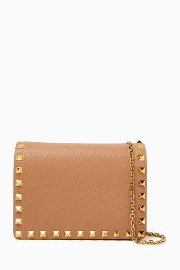 Rockstud Chain Pouch in Grainy Calfskin