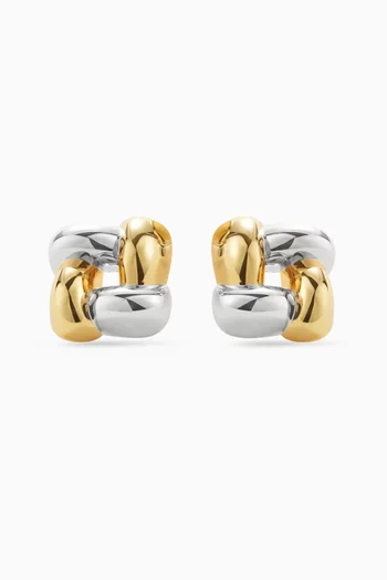 Woven Square Earrings in 14kt Gold-dipped Brass