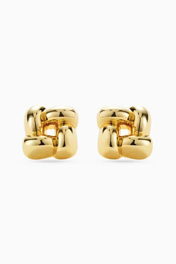 Medium Woven Square Earrings in 14kt Dipped Brass