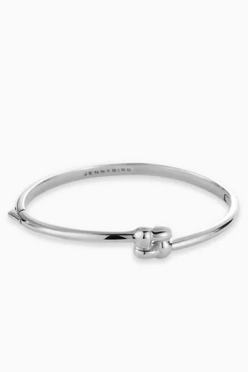Slim Woven Square Bangle in Platinum-plated Steel