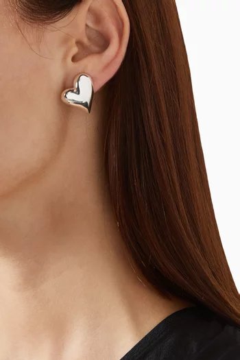 Art Button Earrings in Silver-dipped Brass