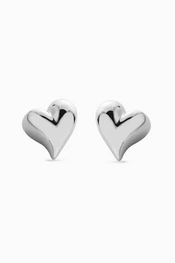 Art Button Earrings in Silver-dipped Brass