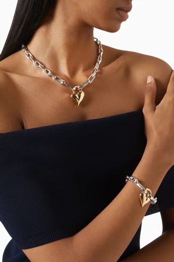 Padlock Heart Pendant Necklace in Gold-tone Brass