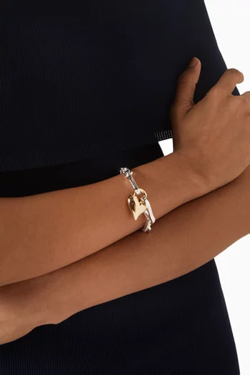 Padlock Heart Pendant Bracelet in Gold-tone Brass
