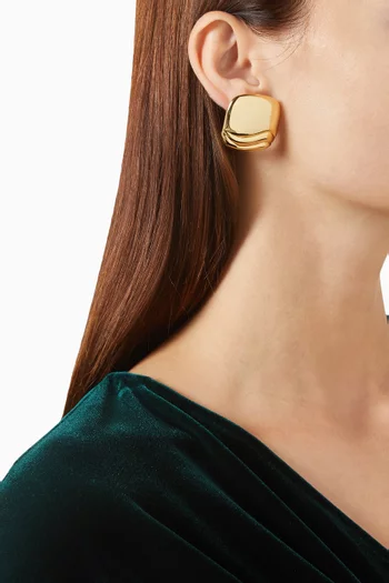 Rue Square Earrings in 14kt Gold-dipped Brass