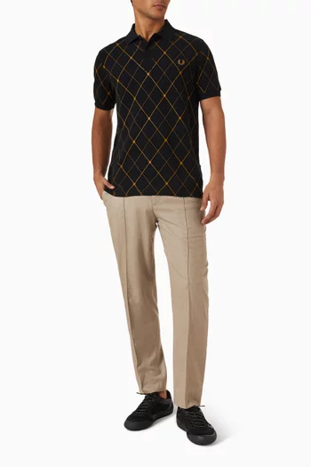 Argyle-print Polo T-shirt in Cotton