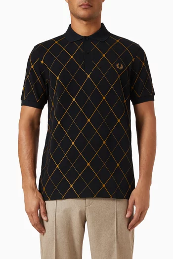 Argyle-print Polo T-shirt in Cotton