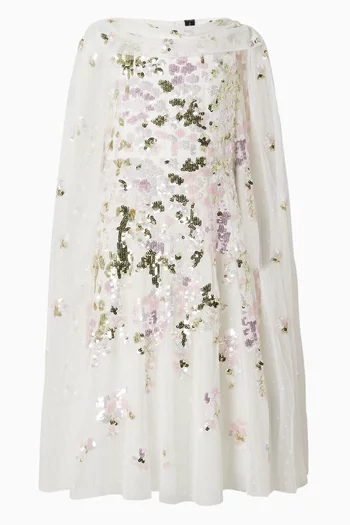 Wisteria Sequin-embellished Cape Dress