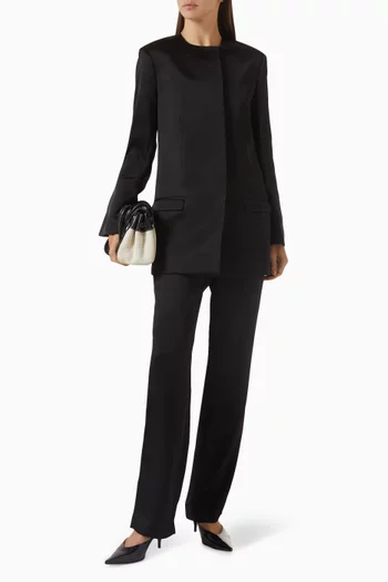 Collarless Blazer in Satin