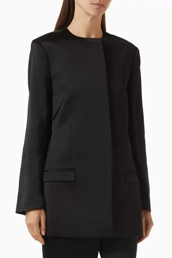 Collarless Blazer in Satin